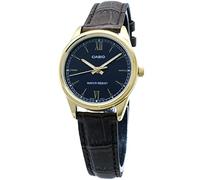 Casio LTP-V005GL-1B2 - Orologio da donna con cinturino in pelle marrone con quadrante nero analogico, Movimento al quarzo