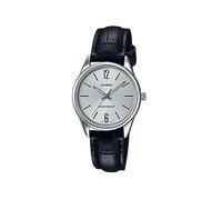 Casio LTP-V005L-7B Women's Standard Analog Black Leather Band Silver Dial Watch