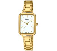 Casio LTP-V009G-7E - Orologio da donna rettangolare in acciaio inox, quadrante bianco, quadrante dorato, movimento al quarzo, Oro