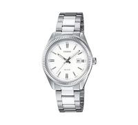 Casio LTP1302D-7A1V Orologio analogico da donna classico con lunetta scanalata in acciaio inossidabile quadrante bianco
