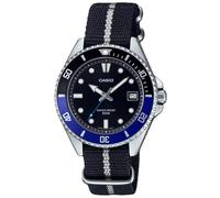 Casio MDV-10C-1A2VEF Men's Analog Watch, Black Dial, Black Fabric Strap