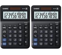 CASIO MS-10F Calcolatrice da tavolo - Display a 10 cifre, Calcolo imposte e doppia alimentazione (Confezione da 2)