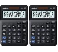 CASIO MS-20F Calcolatrice da tavolo - Display a 12 cifre, Calcolo imposte e doppia alimentazione (Confezione da 2)