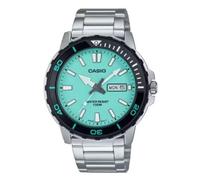 Casio MTD-125D-2A2VDF Men's Analog Watch - 45.6mm Turquoise Dial, Stainless Steel Bracelet