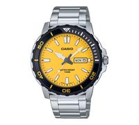 Casio MTD-125D-9AVDF Men's Analog Watch - 45.6mm Yellow Dial, Stainless Steel Bracelet