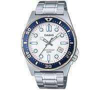 Casio MTD-135D-7AVDF Men's Analog Watch - Stainless Steel Band, White Dial
