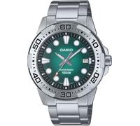 Casio MTD-140D-3AVDF - Orologio da uomo standard analogico quadrante verde, acciaio inossidabile, WR 100M, bracciale in acciaio, data