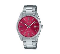 Casio MTP-1302PD-4AVEF Men's Analog Watch - Stainless Steel Band, Red Dial