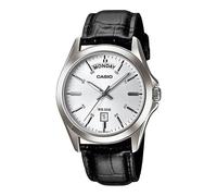 Casio MTP-1370L-7AVDF Men's Watch - Silver Dial, Black Leather Strap