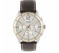 Casio MTP-1374L-7AVDF Men's Watch - Silver Dial, Brown Leather Strap