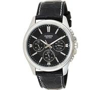 Casio MTP-1375L-1AVDF Men's Analog Watch - Black Dial, Leather Strap, Day-Date Display