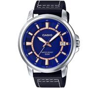 Casio MTP-E130L-2A Men's Watch - Blue Dial, Leather Strap