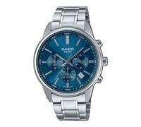 Casio MTP-E515D-2A1VDF Men's Chronograph Watch - Blue Dial, Stainless Steel Band