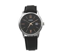Casio MTP-V002L-1B3 Men's Standard Dress Analog Black Leather Band Silver Dial Date Watchh