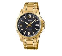 Casio MTP-V004G-1BUDF Men's Gold-Tone Analog Watch - Black Dial