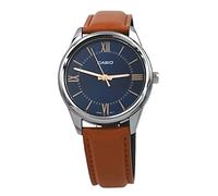 Casio MTP-V005L-2B5 - Orologio analogico da uomo, con quadrante blu romano, cinturino in pelle marrone chiaro