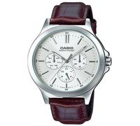 Casio MTP-V300L-7AUDF Men’s Classic Analog Watch - Grey Dial, Brown Leather