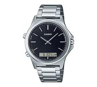 Casio MTP-VC01D-1E Orologio da uomo in acciaio inossidabile quadrante nero analogico digitale doppio fuso orario