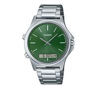 Casio MTP-VC01D-3EUDF Men's Analog-Digital Watch - Green Dial with Stainless Steel Bracelet