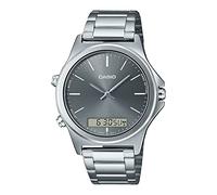Casio MTP-VC01D-8E Orologio da uomo in acciaio inossidabile quadrante grigio analogico digitale doppio fuso orario