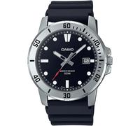Casio MTP-VD01-1EVUDF Men's Analog Watch - Black Resin Band, Black Dial