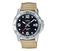 Casio MTP-VD01C-5BV Orologio sportivo analogico da uomo Enticer Tan cinturino in tessuto nero quadrante nero 50M