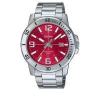 Casio MTP-VD01D-4BVUDF Men's Analog Watch - Red Dial with Stainless Steel Bracelet