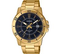 Casio MTP-VD01G-1CVUDF Men's Watch - Black Dial, Gold-Plated Stainless Steel Bracelet