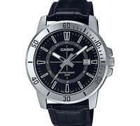 Casio MTP-VD01L-1CVUDF Men's Watch - Black Dial, Leather Strap