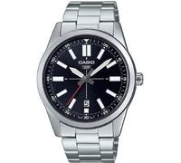 Casio MTP-VD02D-1EUDF Men's Analog Watch - Stainless Steel, Black Dial, Date Display