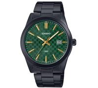 Casio MTP-VD03B-3AUDF Men's Watch - Green Dial, Black Stainless Steel Bracelet