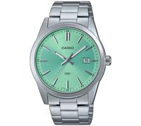 Casio MTP-VD03D-3A2UDF Men's Analog Watch - Green Dial, Stainless Steel Band, Date Display