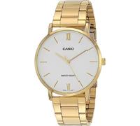 Casio MTP-VT01G-7B Orologio analogico da uomo in acciaio inossidabile color oro con quadrante bianco minimalista a 3 lancette, oro, movimento al quarzo, Oro, Orologio analogico, movimento al quarzo