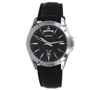 Casio MTP1370L-1AV - Orologio analogico da uomo, con quadrante nero e cinturino in pelle, classico, con data e giorno