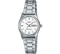Casio Orologio al quarzo analogico da donna con cinturino in acciaio inossidabile LTP-V006D-7B2UDF, argento/bianco, movimento al quarzo
