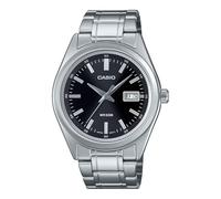 Casio Orologio analogico da uomo, MTP-B180D-1A1V, quadrante nero, bracciale in acciaio inossidabile argento, display della data, WR 50 m, rotondo