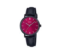 Casio Orologio da donna al quarzo, display analogico e cinturino in acciaio inox, nero/rosso, Cinturino