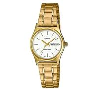 Casio Orologio da polso da donna al quarzo classico cinturino in acciaio inox oro cassa in ottone display analogico bianco - LTP-V006G-7B