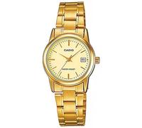 Casio Orologio da polso da donna al quarzo classico cinturino in acciaio inox oro cassa in ottone display analogico bianco - LTP-V002G-9A