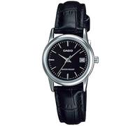Casio Orologio da polso da donna al quarzo classico cinturino in pelle nero cassa in ottone display analogico nero - LTP-V002L-1A
