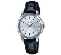 Casio Orologio da polso da donna al quarzo classico cinturino in pelle nero cassa in ottone display analogico bianco - LTP-V004L-7A