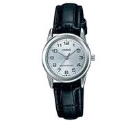 Casio Orologio da polso da donna al quarzo classico cinturino in pelle nero cassa in ottone display analogico bianco - LTP-V001L-7B