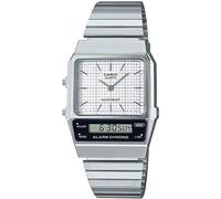 Casio Orologio da polso da unisex al quarzo casual cinturino in acciaio inox grigio cassa in resina display analogico bianco - AQ-800E-7A