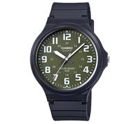 Casio Orologio da polso da uomo al quarzo casual bracciale e cassa in resin di colore black display analogico green - MW-240-3B