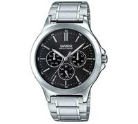 Casio Orologio da polso da uomo al quarzo classico cinturino in acciaio inox grigio cassa in ottone display analogico nero - MTP-V300D-1A