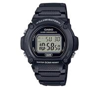 Casio Orologio da polso da uomo al quarzo sportivo bracciale e cassa in resina di colore nero display analogico nero - W-219H-1A