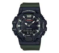 Casio Orologio da polso da uomo al quarzo sportivo bracciale e cassa in resina di colore verde display analogico nero - HDC-700-3A