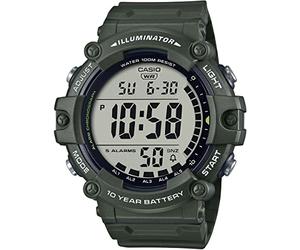 Casio Orologio da polso digitale standard, serie AE-1500, Chippukashi da uomo, Cinturino lungo verde Ae-1500whx-3av, Militare