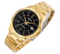 Casio Orologio da uomo al quarzo nero quadrante oro acciaio inossidabile MTP-V004G-1CUDF, bracciale, Bracciale