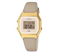 Casio Orologio Quarzo Donna, misura cassa 29.00mm con quadrante Crema Digitale e cinturino Champagne in Cinturino in Pelle LA680WEGL-5EF